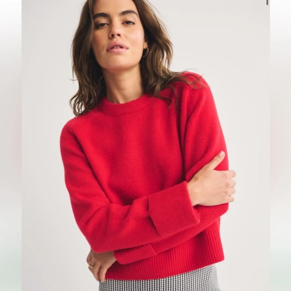 Abercrombie & Fitch The A&F Madeline Crew Sweater Women's XS Red Oversized
